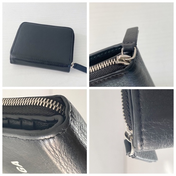 Balenciaga black leather minimal white logo compact zip wallet - Picture 3 of 11